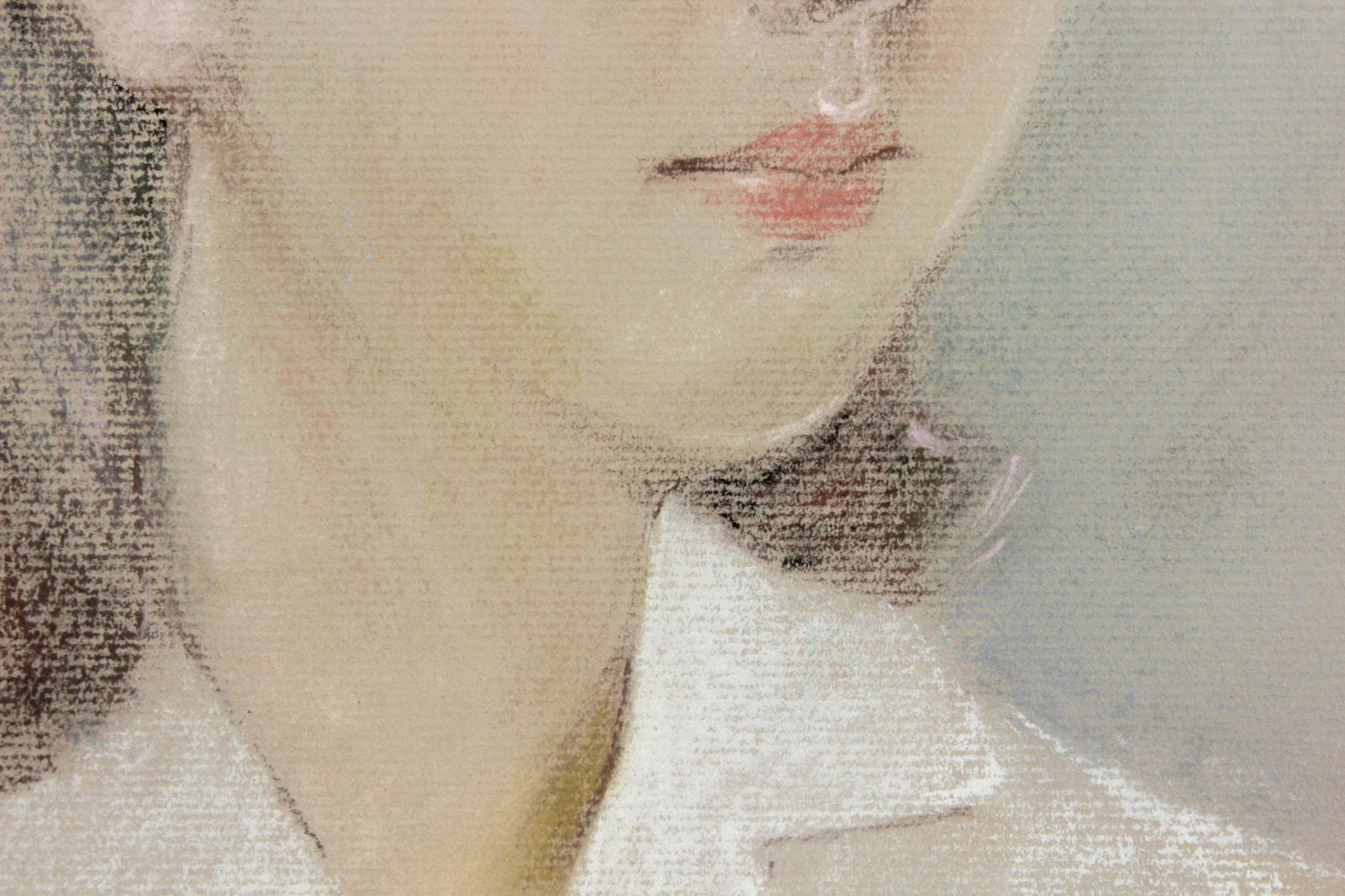 宍戸包義 「美人画」 肉筆パステル画5号 唐物 骨董 古美術 楾 Y70.2
