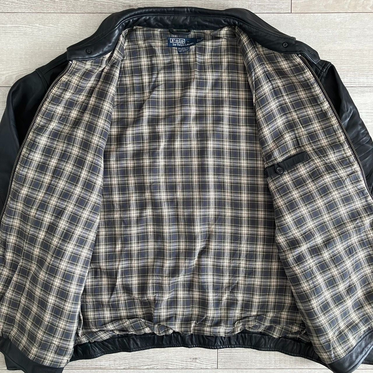 希少 ポロ ラルフローレン XXL レザージャケット 黒 ジップ