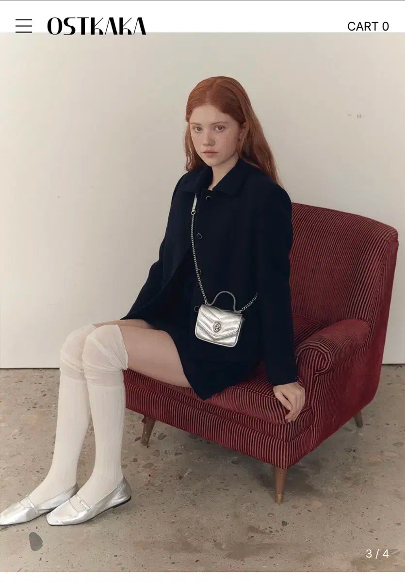 OSTKAKA ミニバック キルティング シルバー