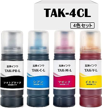 TAK 4色 エプソン(Epson)用 TAK-4CL 互換インクボトル TAK(PB/C/M/Y) 4