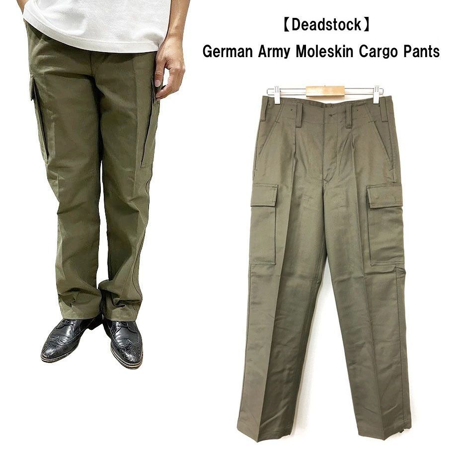 80's デッドストック ドイツ軍 モールスキン カーゴパンツ オリーブ系