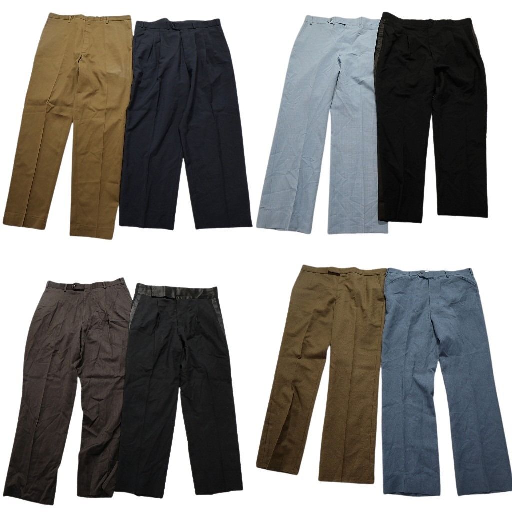 古着卸 まとめ売り ~80S オールド スラックス パンツ 8枚セット メンズ 36 |38 |40 ロケットタロン センタープレス 古着 NB9741