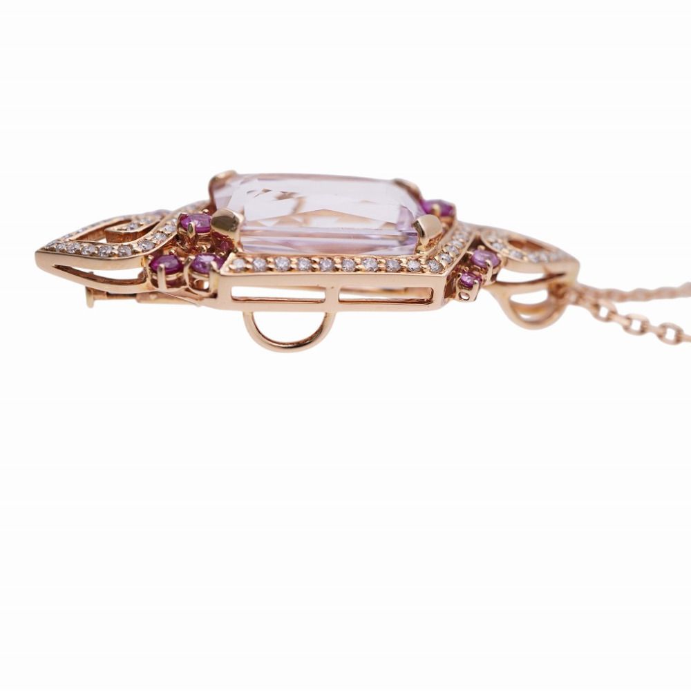 新品同様 クンツァイト14.25ct / サファイア0.80ct / ダイヤモンド0.57  