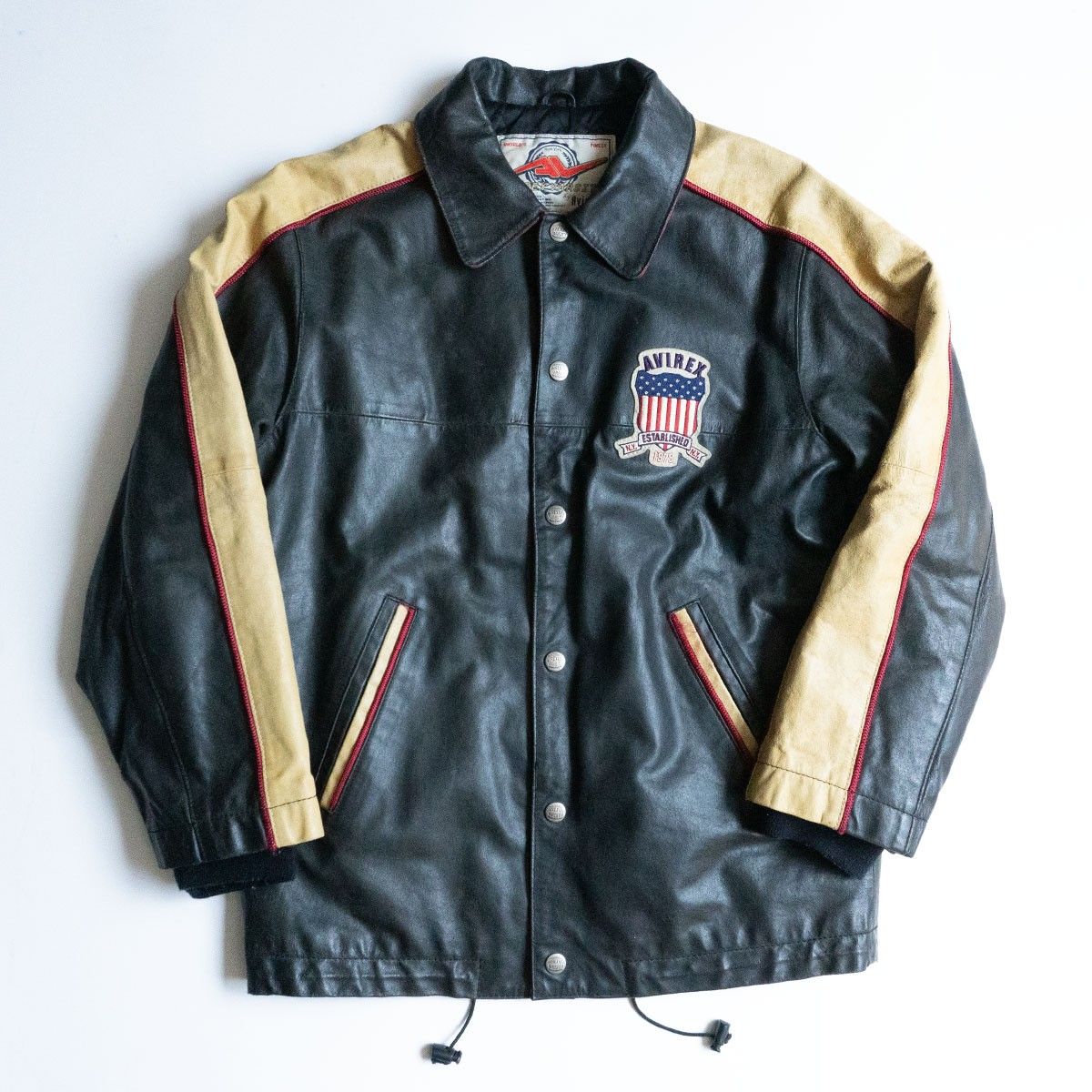 超希少✨️90s アヴィレックス ゴーラーズ レザー ジャケット 牛革 S アヴィレックス AVIREX 90's GOALERS VARSITY JACKET / ナイ