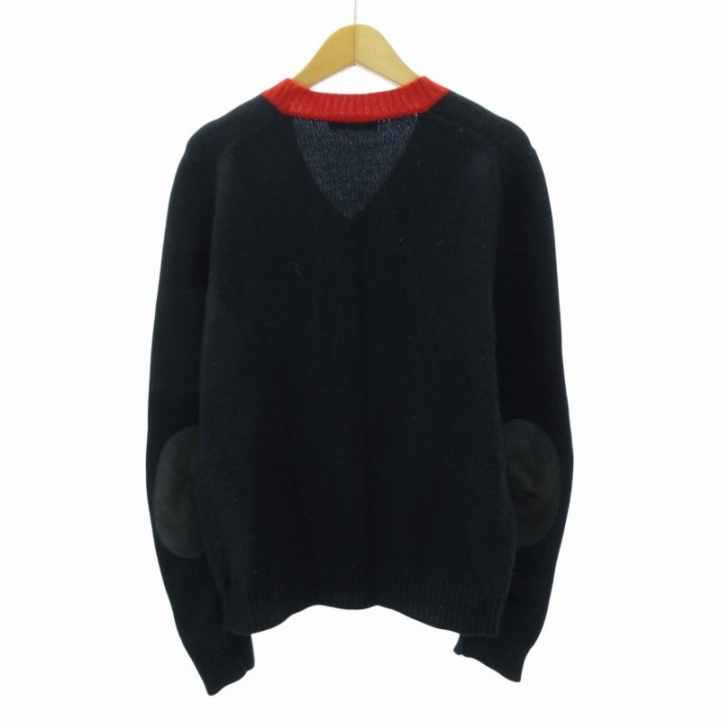 【極美品★カシミヤ100%】PRADA エルボーパッチカシミヤセーター　ヤギ革 極美品☆カシミヤ100%】PRADA エルボーパッチカシミヤセーターヤギ革