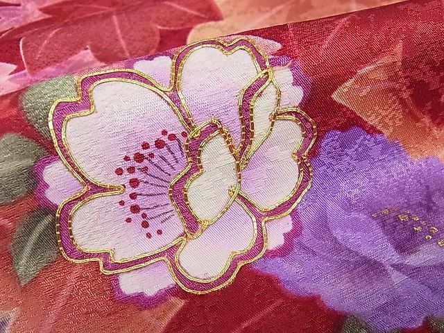 平和屋1□極上 振袖 駒刺繍 楓舞花文 暈し染め 金彩 逸品3s20402