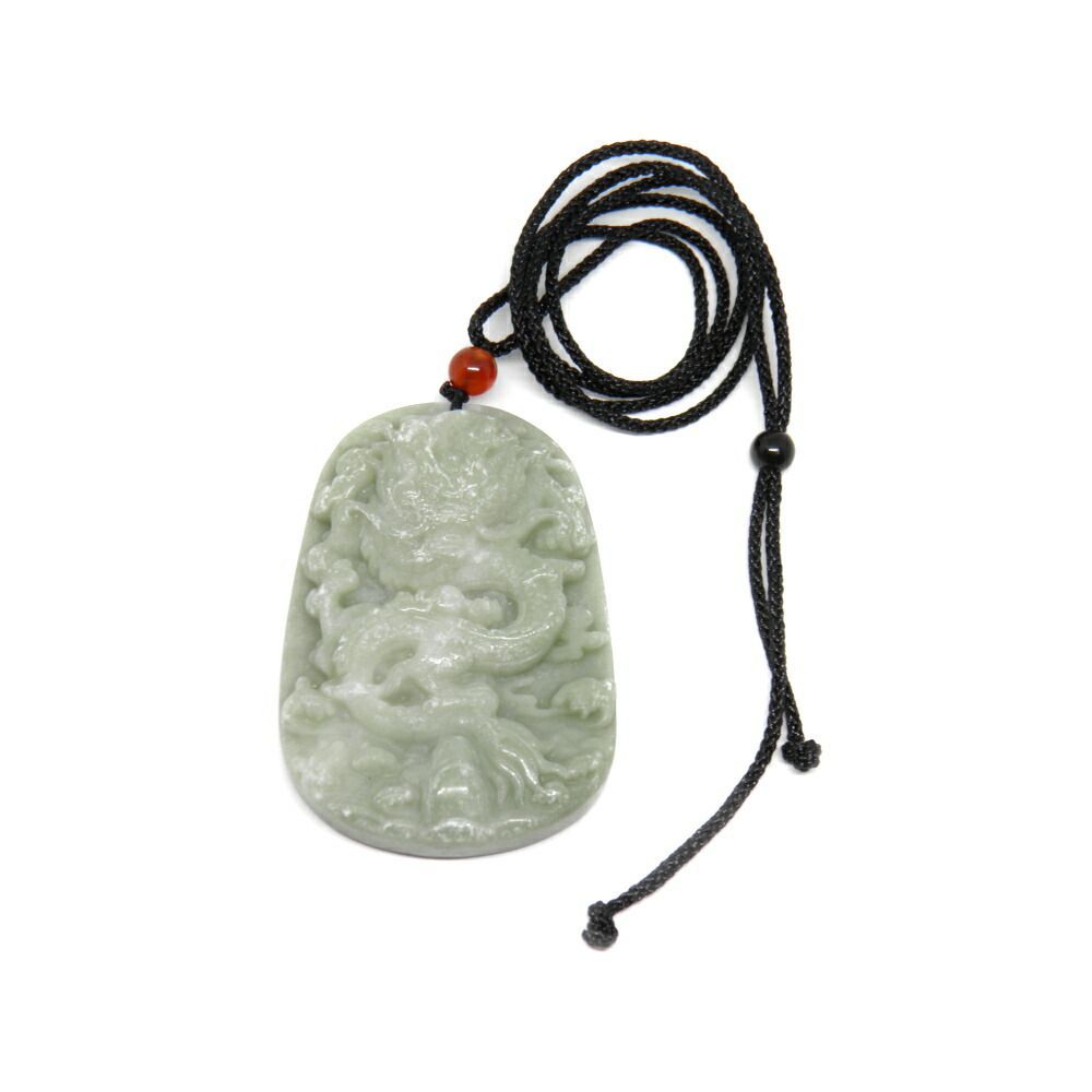 ネックレス】ネフライト(軟玉) 龍彫り パワーストーン プチギフト 転勤