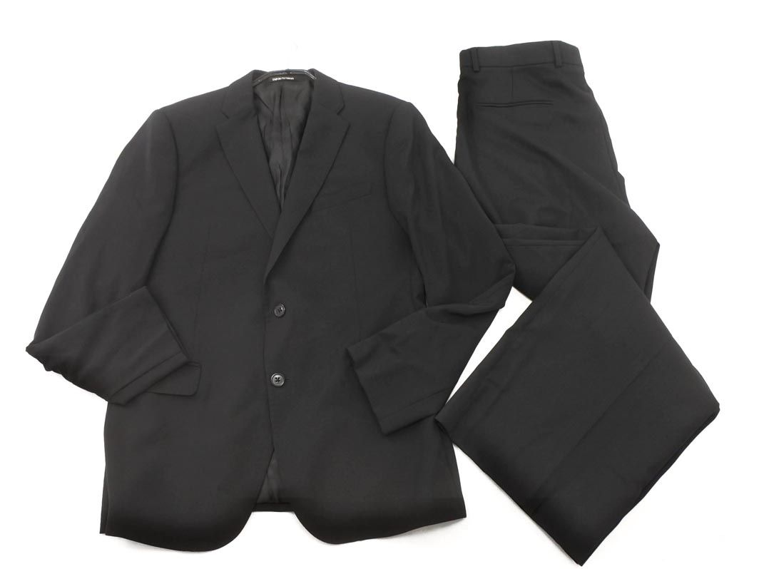 EMPORIO ARMANI エンポリオアルマーニ M LINE H41VMT01504 セットアップ ジャケット パンツ スーツ size50|黒 ◎メンズ