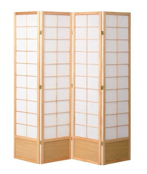 格子柄 和風衝立4連 スクリーン パーテーション 間仕切り（924）
