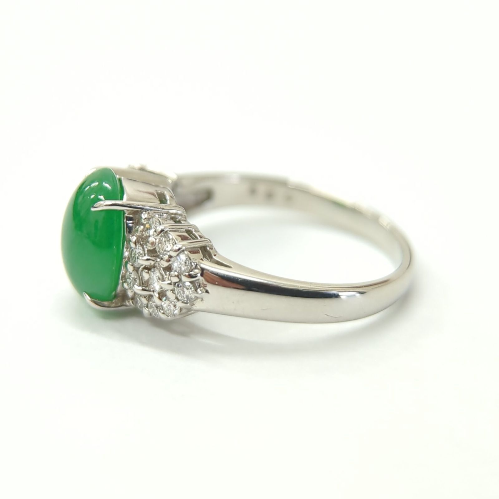 PT900 翡翠 ヒスイ 2.66ct ダイヤモンド リング 指輪 ダイヤモンド 5月