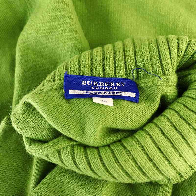バーバリーブルーレーベル BURBERRY BLUE LABEL ロゴ刺繍 タートルネックニット セーター 半袖 38 ライトグリーン /DF □OS  - メルカリ
