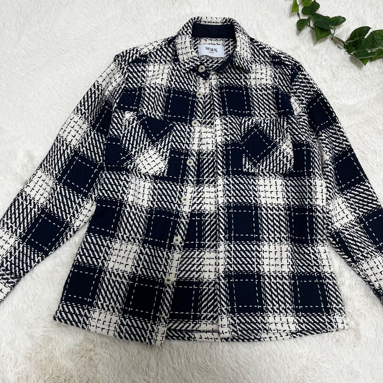 WAX london ワックスロンドン ネイビー チェック柄ジャケット Mサイズ WAX london ワックスロンドン ネイビー チェック柄ジャケット Mサイズ