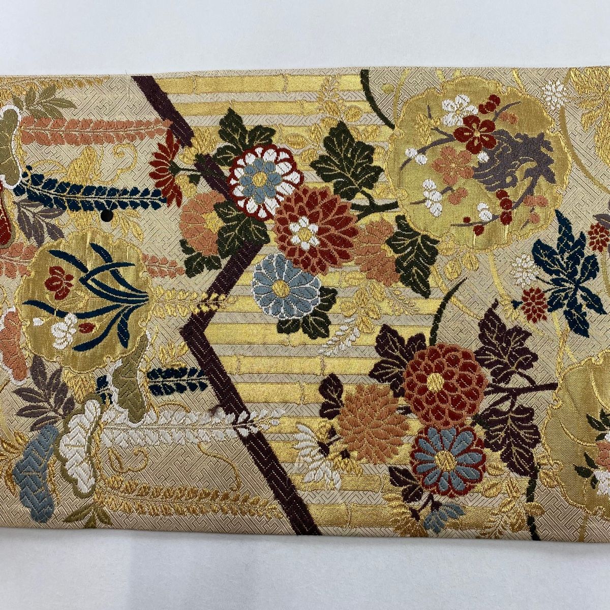 【美品】訪問着フルセット　雪輪枝花文様　黄朽葉色　暈し染め　六通袋帯 袋帯 美品 秀品 雪輪 草花 金糸 箔 金色 六通 正絹 【中古