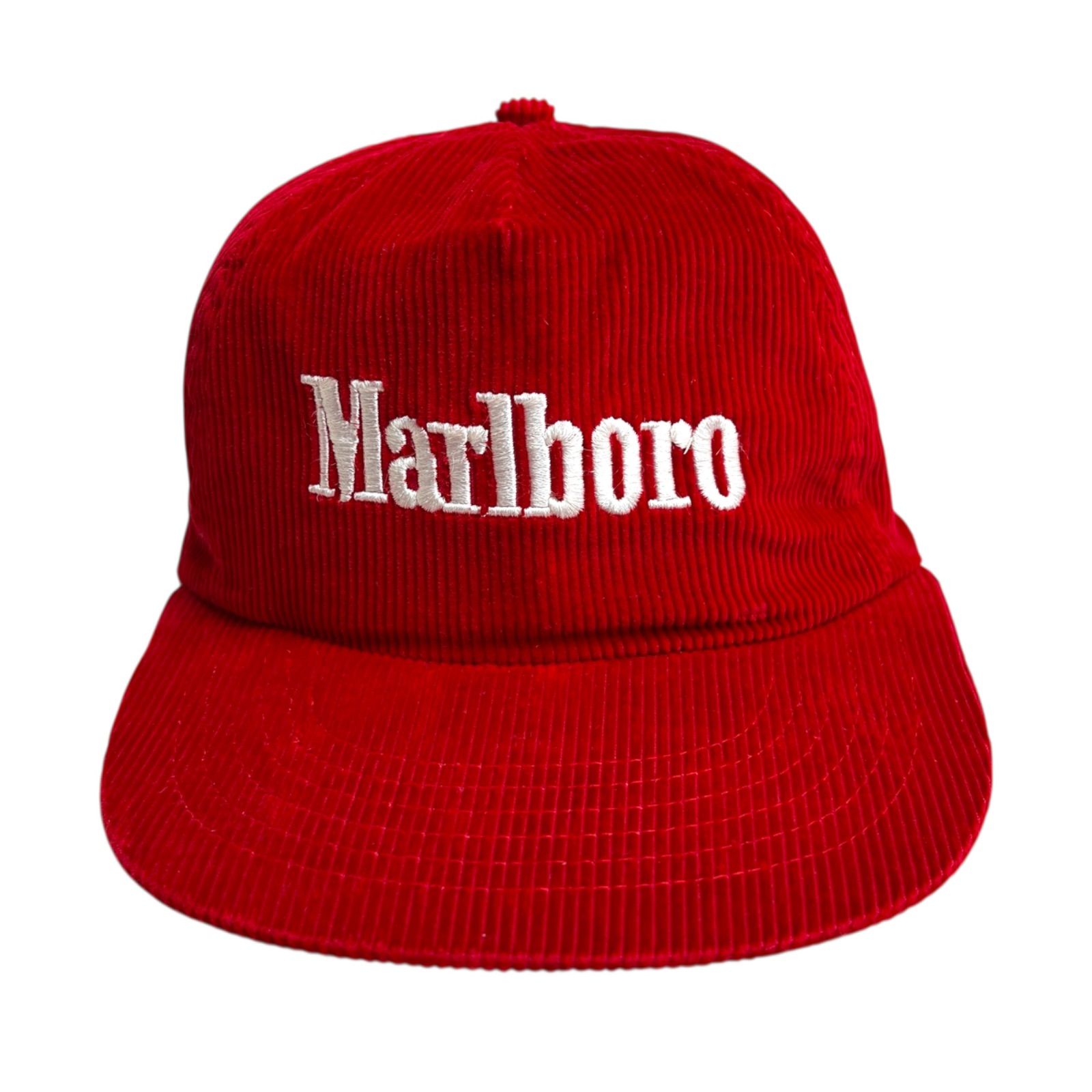 キャップ|帽子 90s Marlboro マルボロ コーデュロイキャップ ビンテージキャップ 刺繍ロゴ タバコ レッド 赤