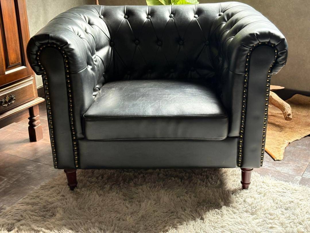 本革　チェスターフィールド　アームチェア　リベット打ち　ボタンダウン　YZ 本革チェスターフィールドアームチェアリベット打ちボタンダウンYZ