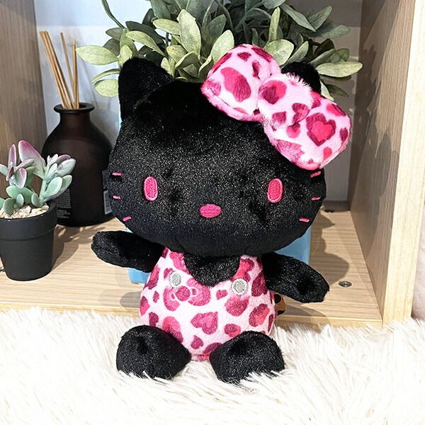 ハローキティ ブラック ヒョウ柄 BIG ぬいぐるみ サンリオ レトロ 平成 サンリオ ハローキティ ヒョウ柄シリーズ お座りぬいぐるみ