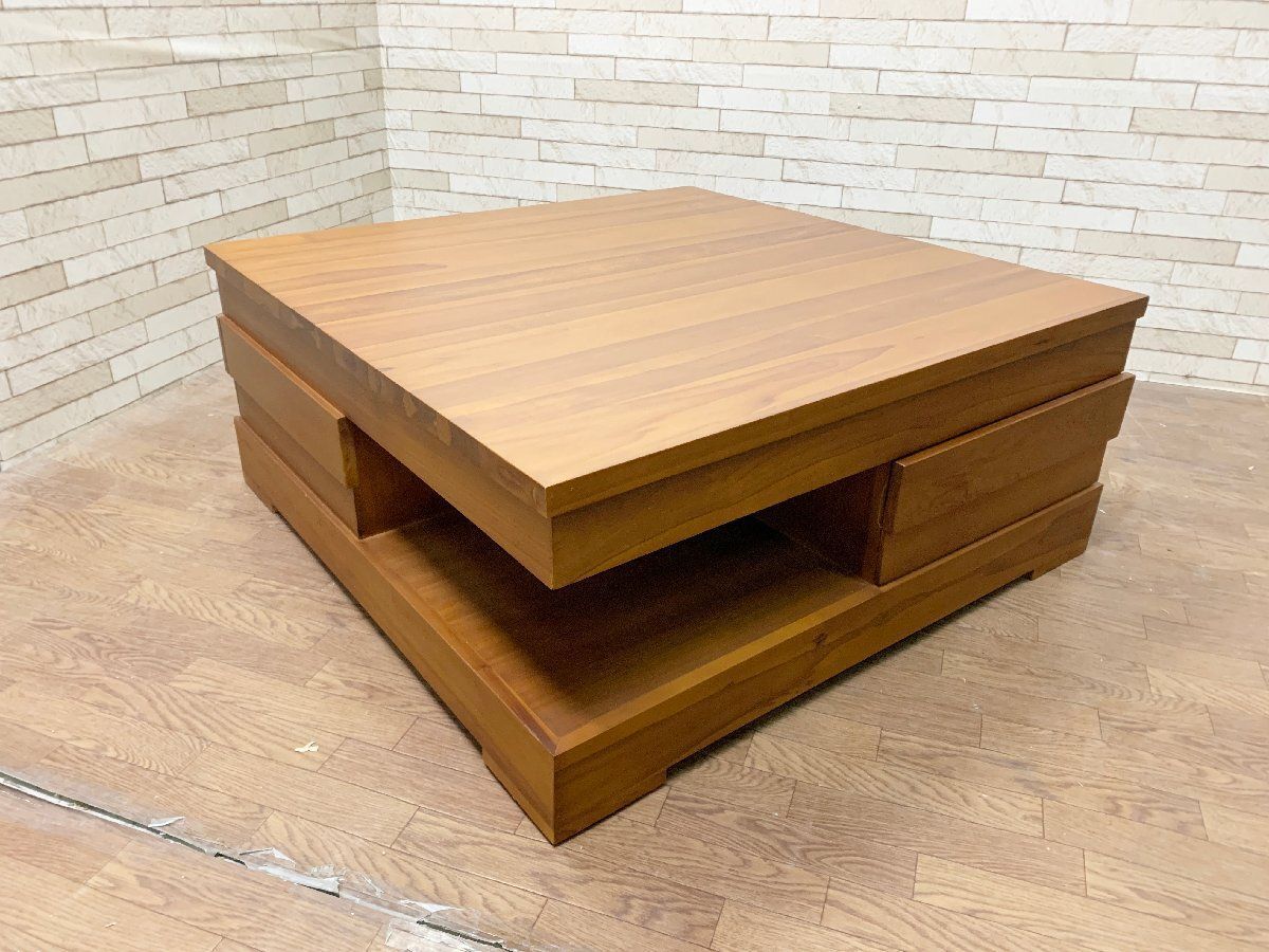 truck furniture OAK GLASS-TOP LOW TABLE センターテーブル・ロー