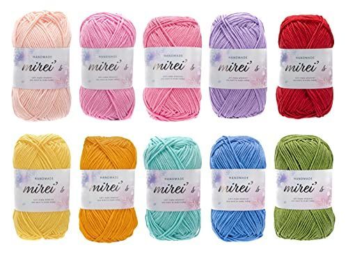 bright ミレイズコットンヤーン 合太 毛糸 10色セット 1玉約40g128m かぎ針編み 編み物(bright)