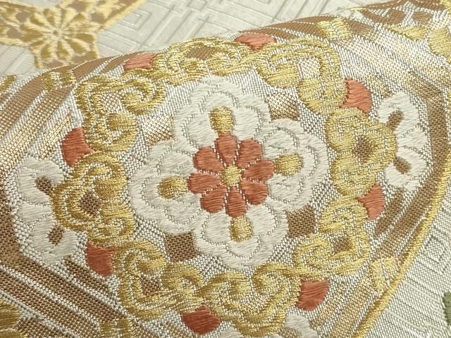 袋帯 佐賀錦 正倉院模様 美しい金彩 正絹 AO-3824 平和屋着物◎本佐賀錦 六通柄袋帯 慶長郡鶴文 金糸