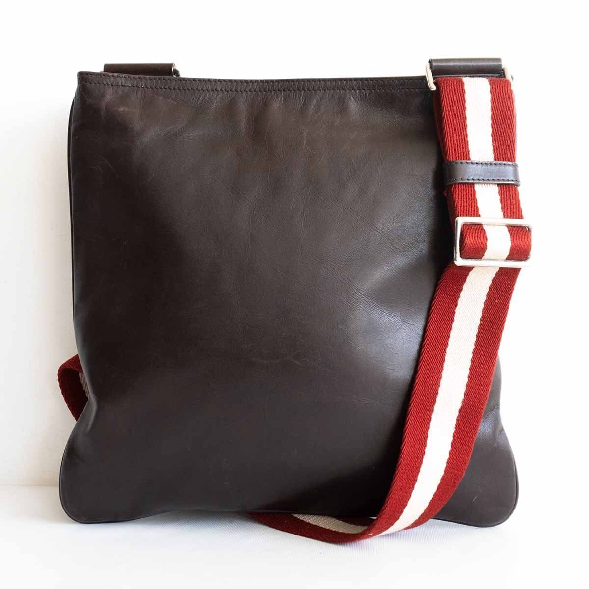 定番】BALLY 【レザー ショルダーバッグ】ブラウン トレイン