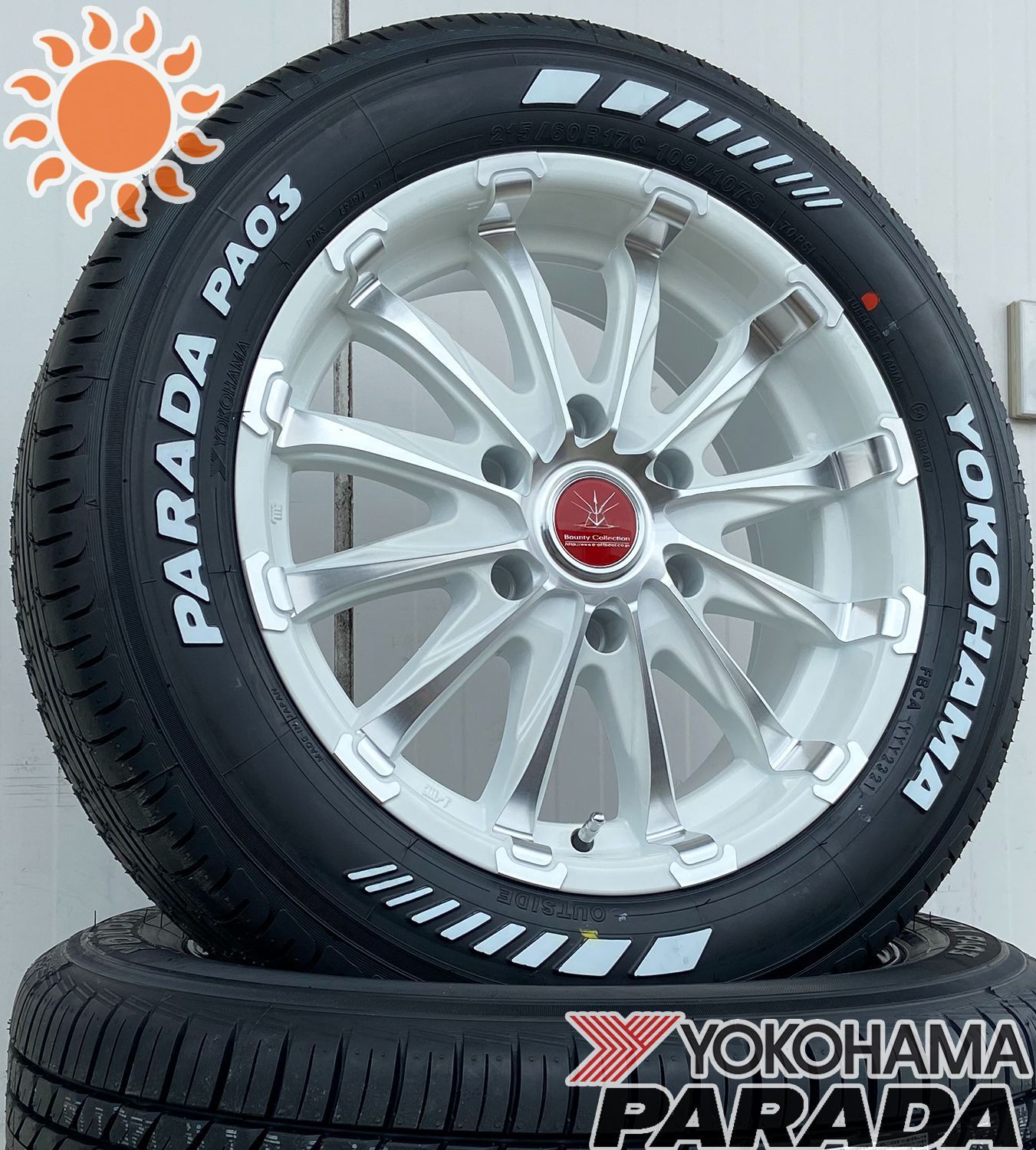 車検対応品 TOYOTA ハイエース（200系）タイヤホイールセット 4本セット 17インチ ヨコハマタイヤ パラダ YOKOHAMA PARADA  PA03 215/60R17 ホワイトレター | Einkaufen bei Mercari in Japan! | Buyee