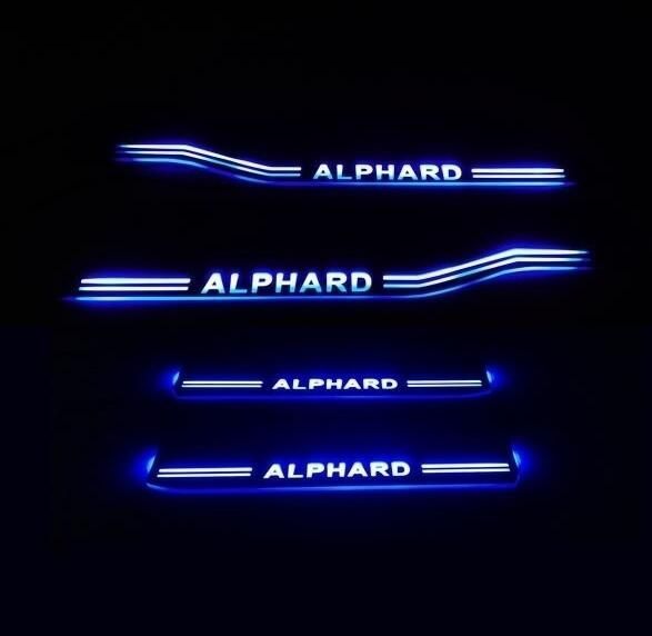 トヨタ alphard 30系 アルファード スカッフプレート LED 青 ブルー 発光 流れる シーケンシャル ブラック 鏡面仕上げ 4ピースセット  電装 内装 - メルカリ