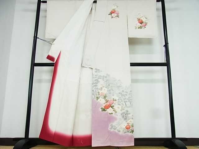 平和屋着物□訪問着 霞文 暈し染め 正絹 逸品 AABA8044gw 平和屋