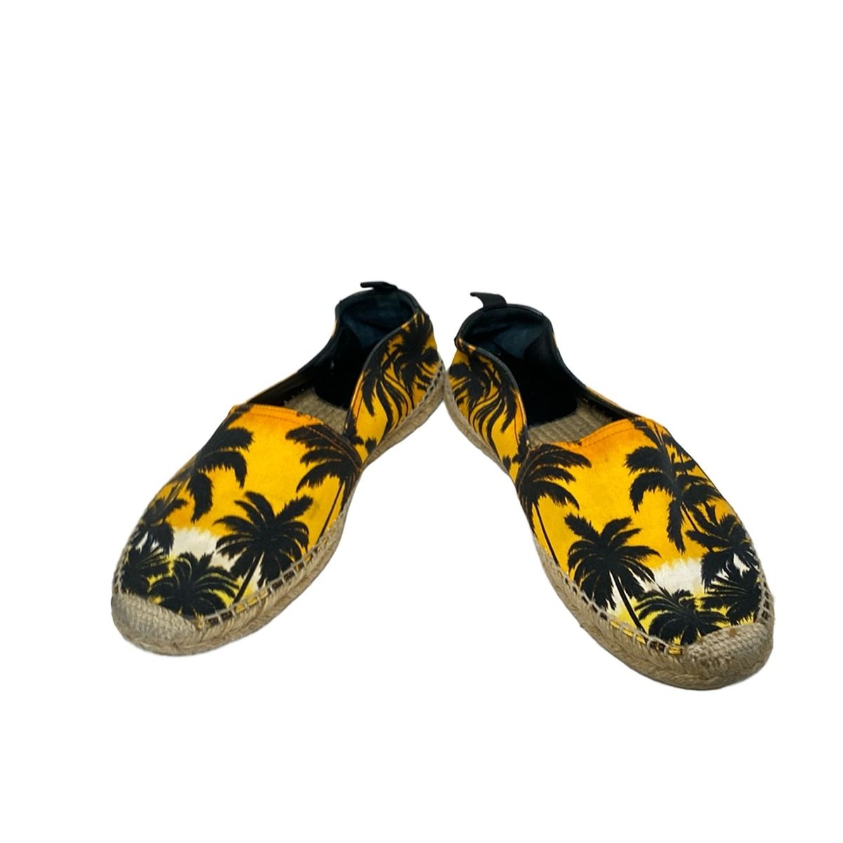 SAINT LAURENT PARIS サンローランパリ スリッポン 41 メンズ - 417805 ダークイエロー×黒×白 パームツリー柄 エスパドリーユ
