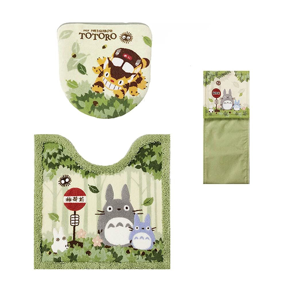 となりのトトロ トイレマット セット ３点 ペーパーホルダーカバー グリーン 洗浄暖房便座 ジブリ センコー トトロ なかま 緑 2019年 3点セット