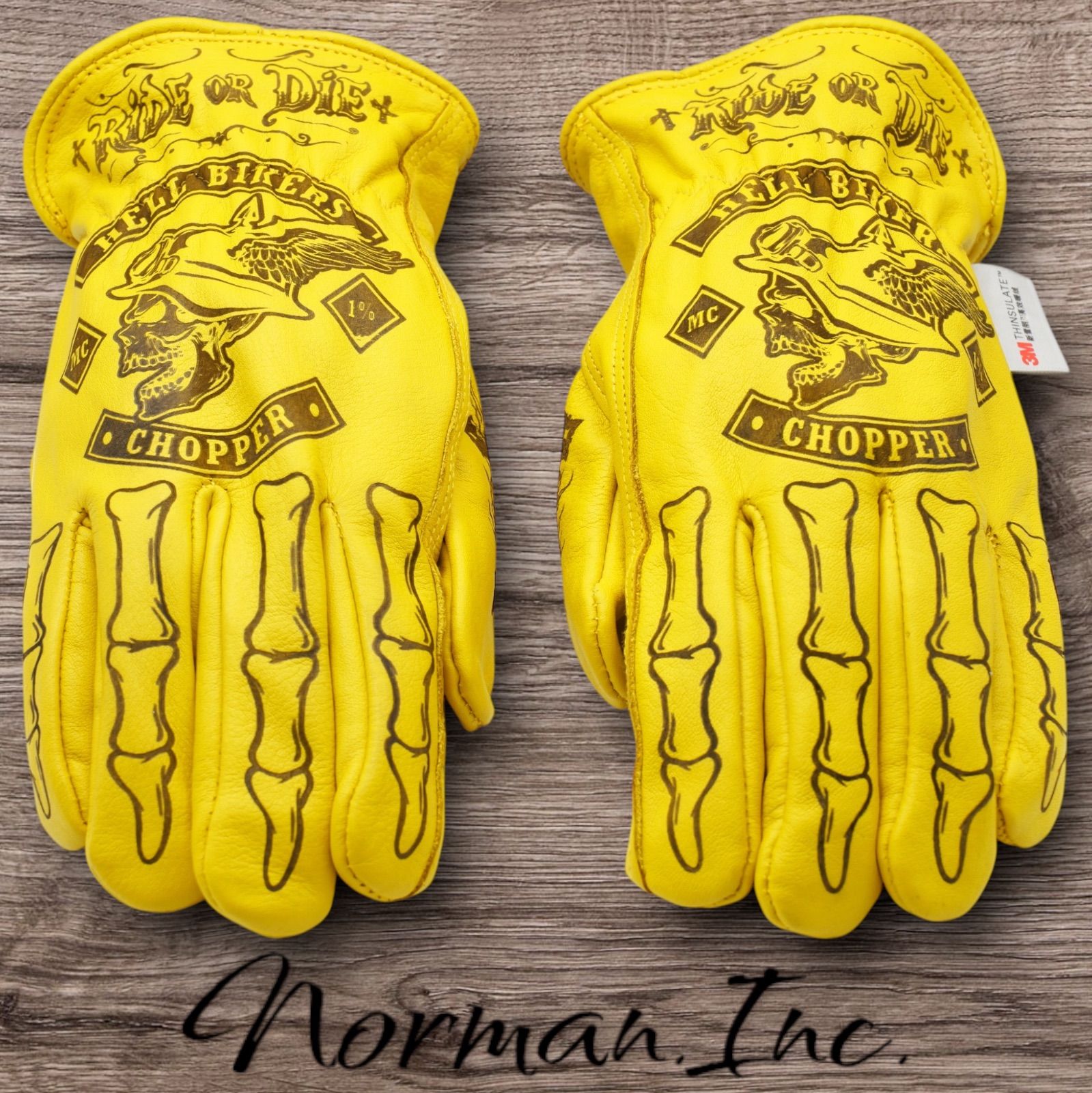 牛革 冬用 保温綿 裏起毛 レザーグローブ スカル アメリカン バイク