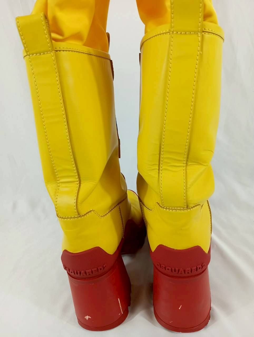 ディースクエアード DSQUARED2 ロングブーツ イエロー レッド サイズ39