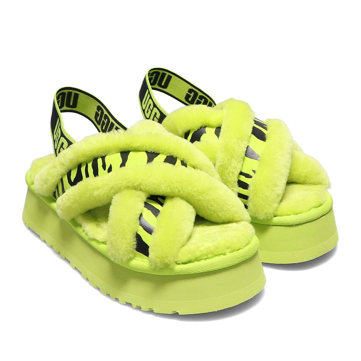 【海外輸入】 UGG W DISCO CROSS SLIDE ANIMALIA KEY LIME アグ ディスコ 靴
