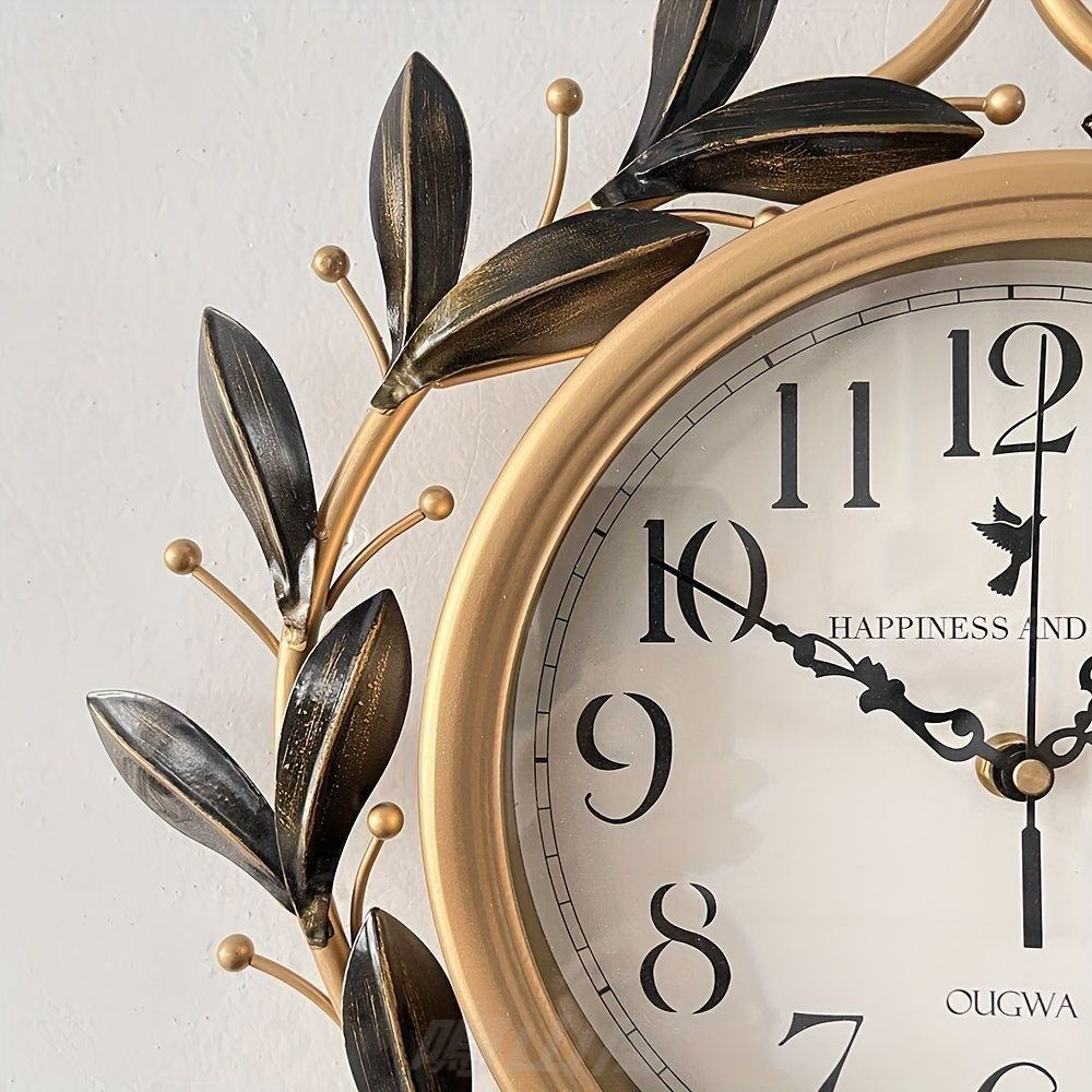 掛け時計 オリーブの枝 鉄時計 柱時計 ウォール クロック ナチュラル 時計 静音 無騒音 デザイン 壁飾り 白文字盤 おしゃれ インテリア スイープムーブメント モダン 欧米 創意 ファッション シック 個性 リビング 玄関 NEXPOTALLINN_EU
