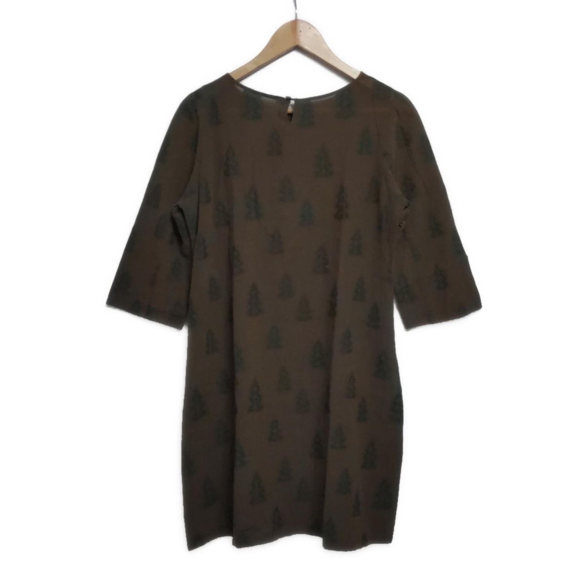 Sally Scott サリースコット ワンピース サイズ9AR S レディース - ダークブラウン×ダークグリーン 長袖 ひざ丈