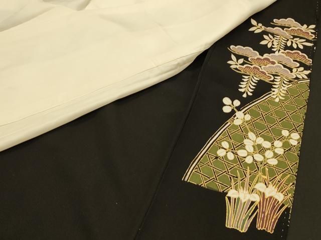 平和屋着物□豪華黒留袖 駒刺繍 雪輪花松文 金彩 正絹 逸品 DAAR4973ya