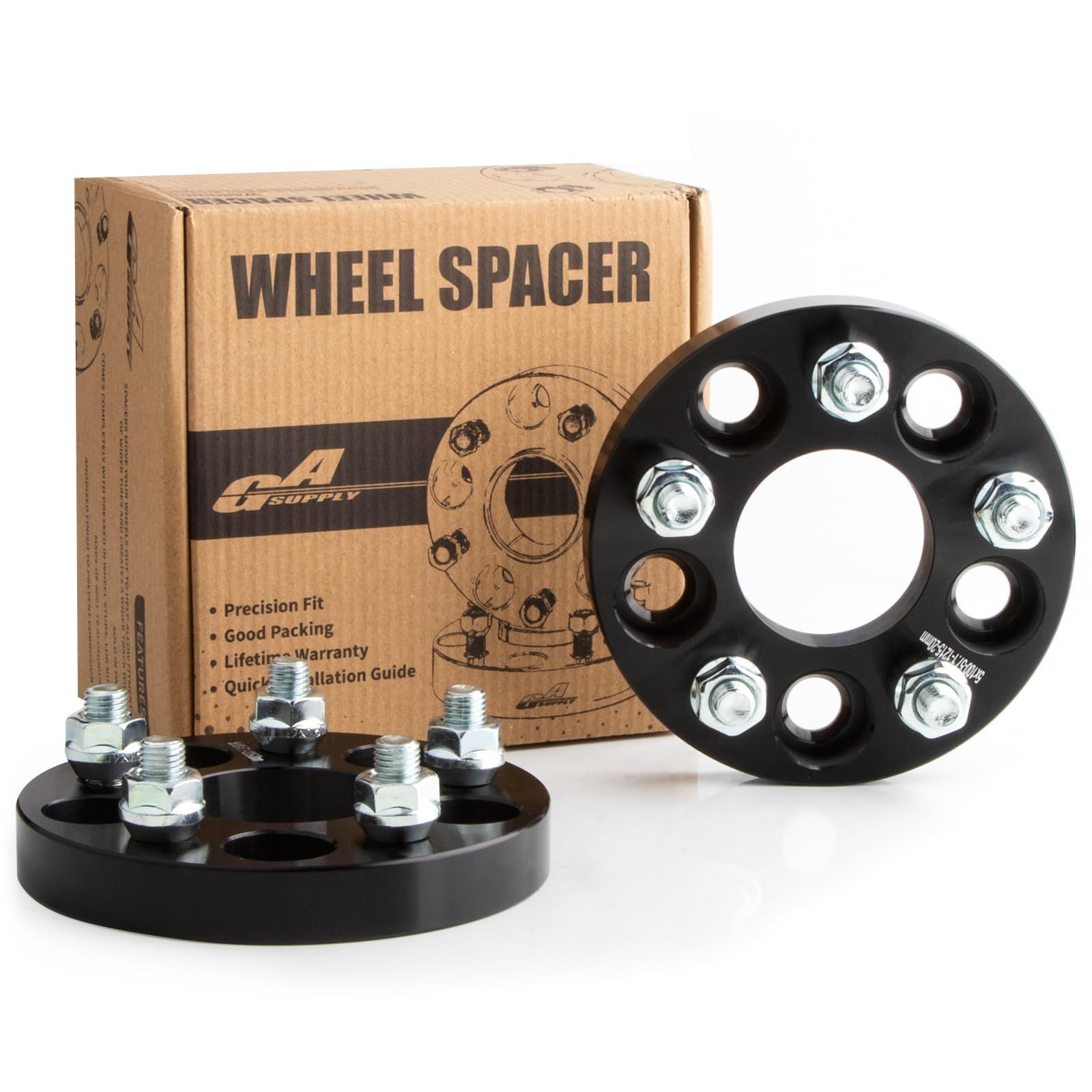 20MM GAsupply 鍛造ワイドトレッドスペーサー PCD100 5H 内径57.1 M12XP1.5 厚さ20mm スペーサー ワイトレ ブラック【2枚セット】