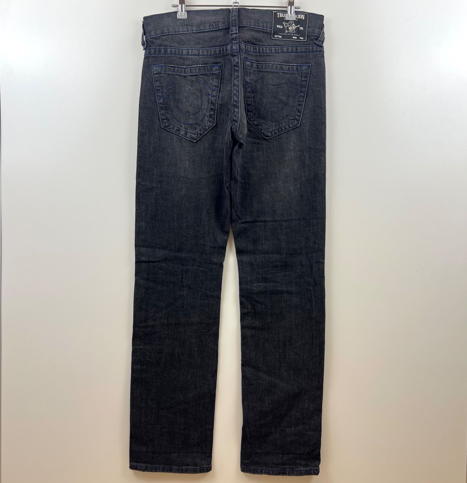 TRUE RELIGION RICKY relaxed straight blue stitch denim pants 30 