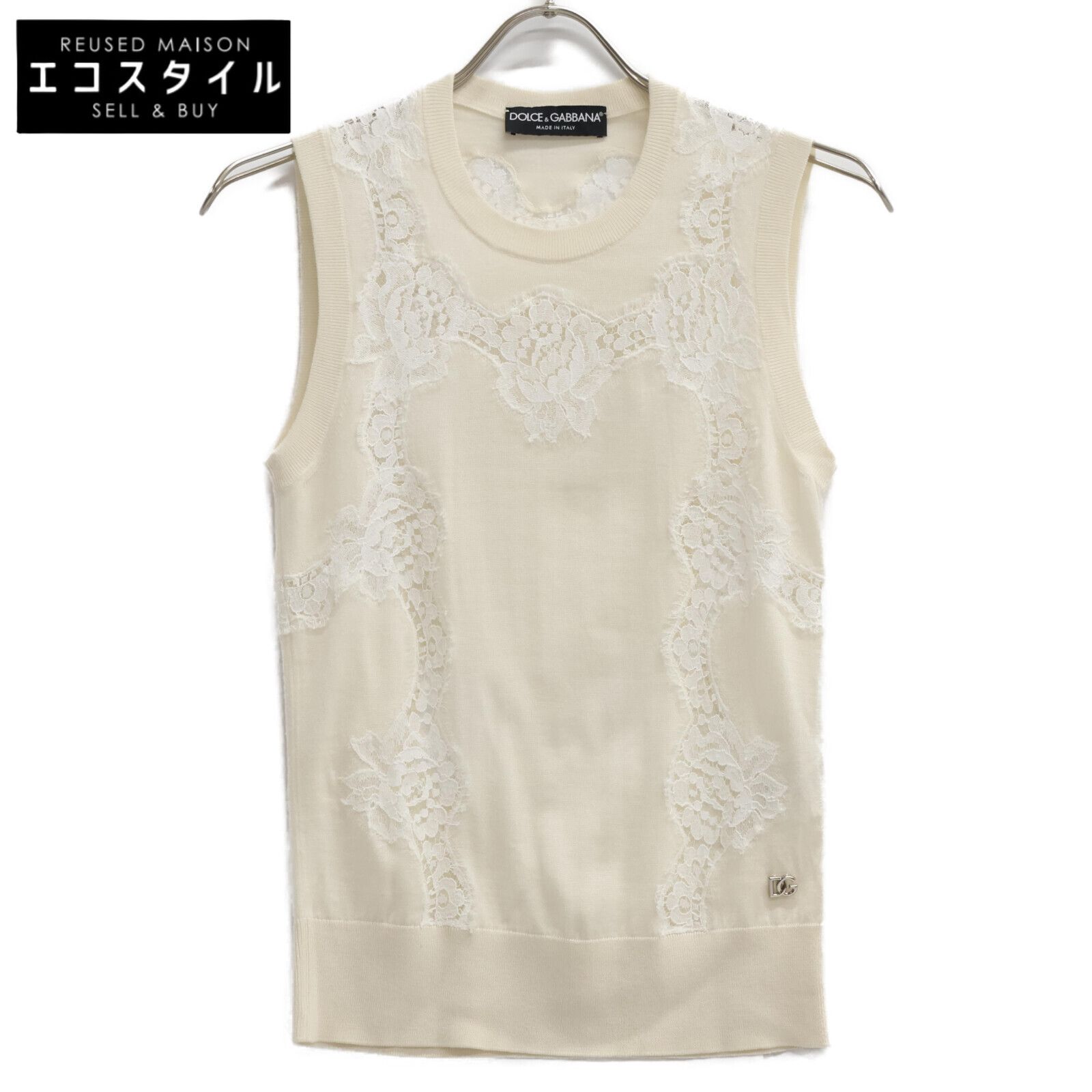 DOLCE-GABBANA ドルチェアンドガッバーナ FXJ26T|JEM07 ｶｼﾐﾔ|ｼﾙｸ ﾚｰｽﾆｯﾄ 38