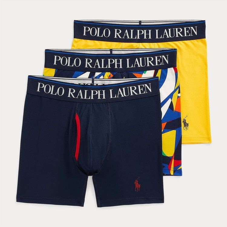 ポロラルフローレン 4D COOLING MICROFIBER ボクサーブリーフ 3PK クルーズネイビー ニューポートネイビー-アブストラクトセイル イエローフィン