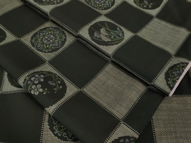 平和屋本店■極上　本場大島紬　9マルキ　市松花丸文　逸品　DZAA6643kh5 平和屋本店□極上 本場大島紬 9マルキ 市松花丸文 逸品 DZAA6643kh5