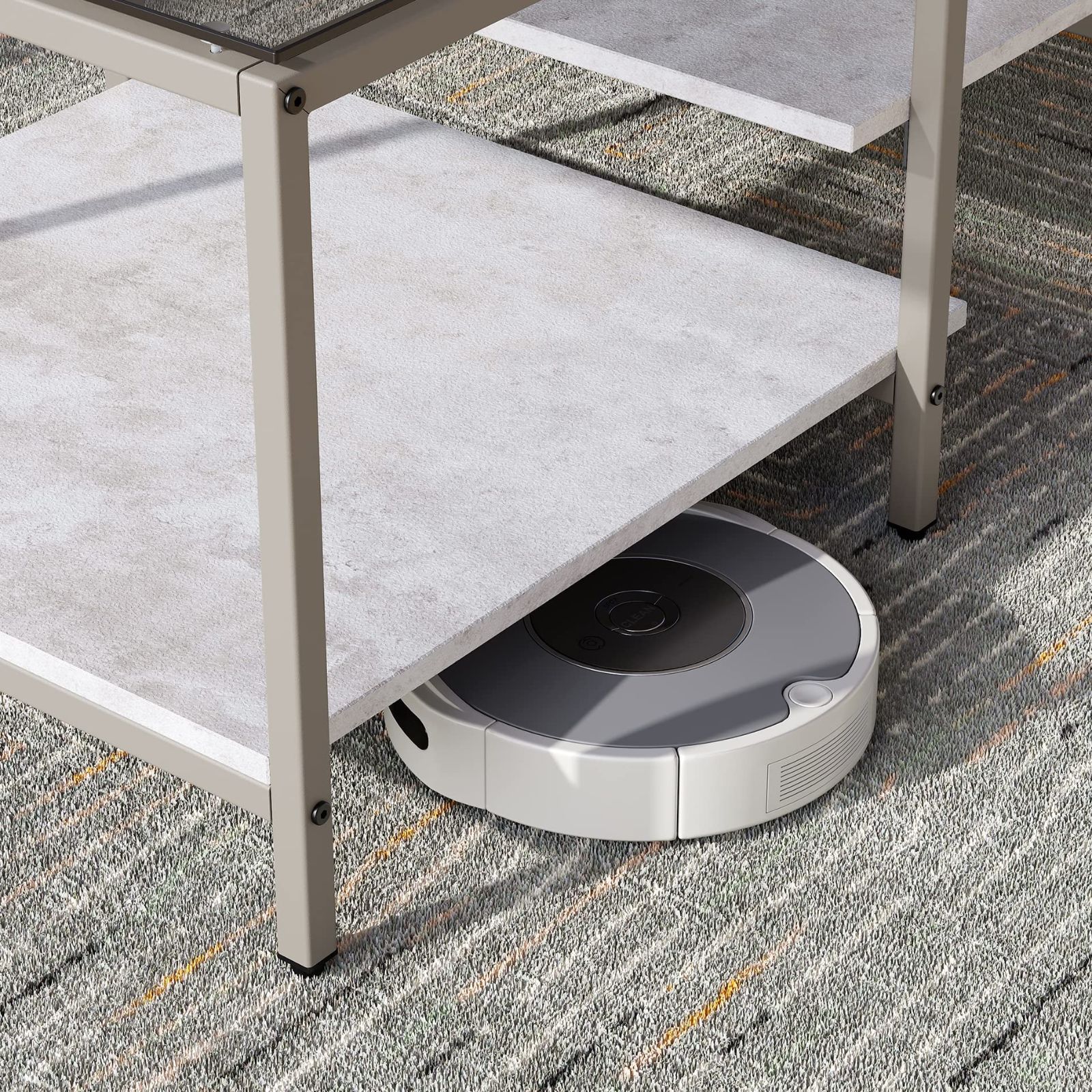 HOMOOI ローテーブル センターテーブル ガラステーブル 二段収納 強化