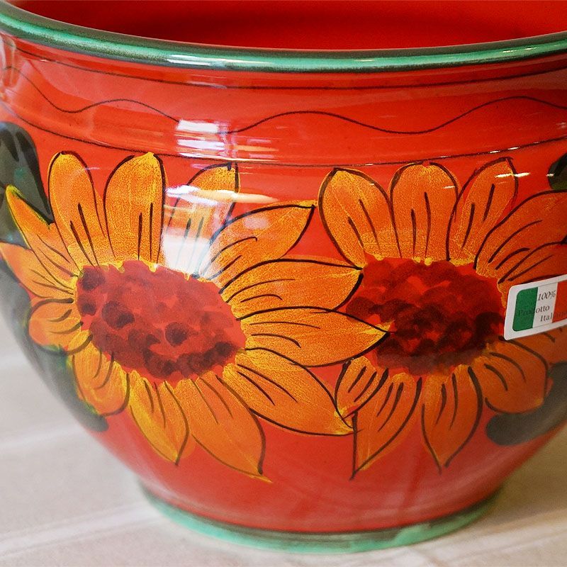 プランターカバー 鉢カバー イタリア製 レッド アウトレット 赤（M