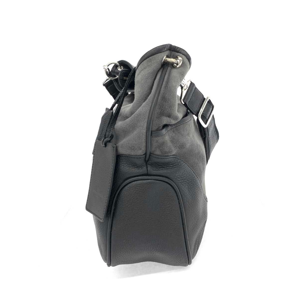 PELLE MORBIDAグレー レザー ショルダーバッグ ペッレモルビダ／PELLE