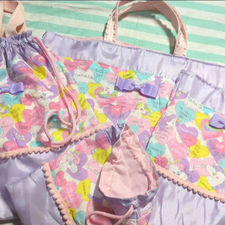 ユニコーン レッスンバッグ 上履き入れ 体操着袋 給食袋 セット ゆめ