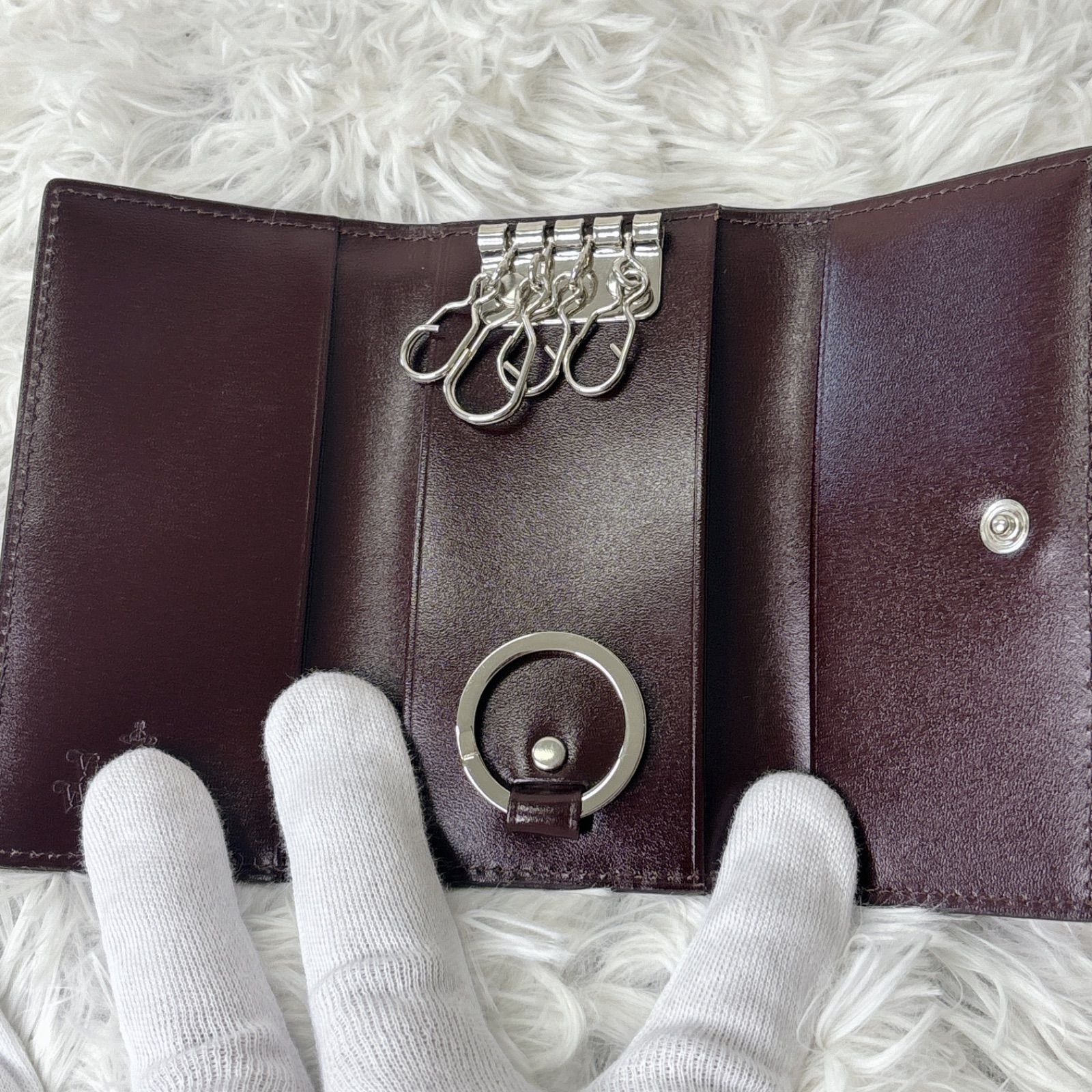 新品保管品　Vivienne Westwood バーガンディ レザーキーケース 新品保管品 Vivienne Westwood バーガンディ レザーキーケース