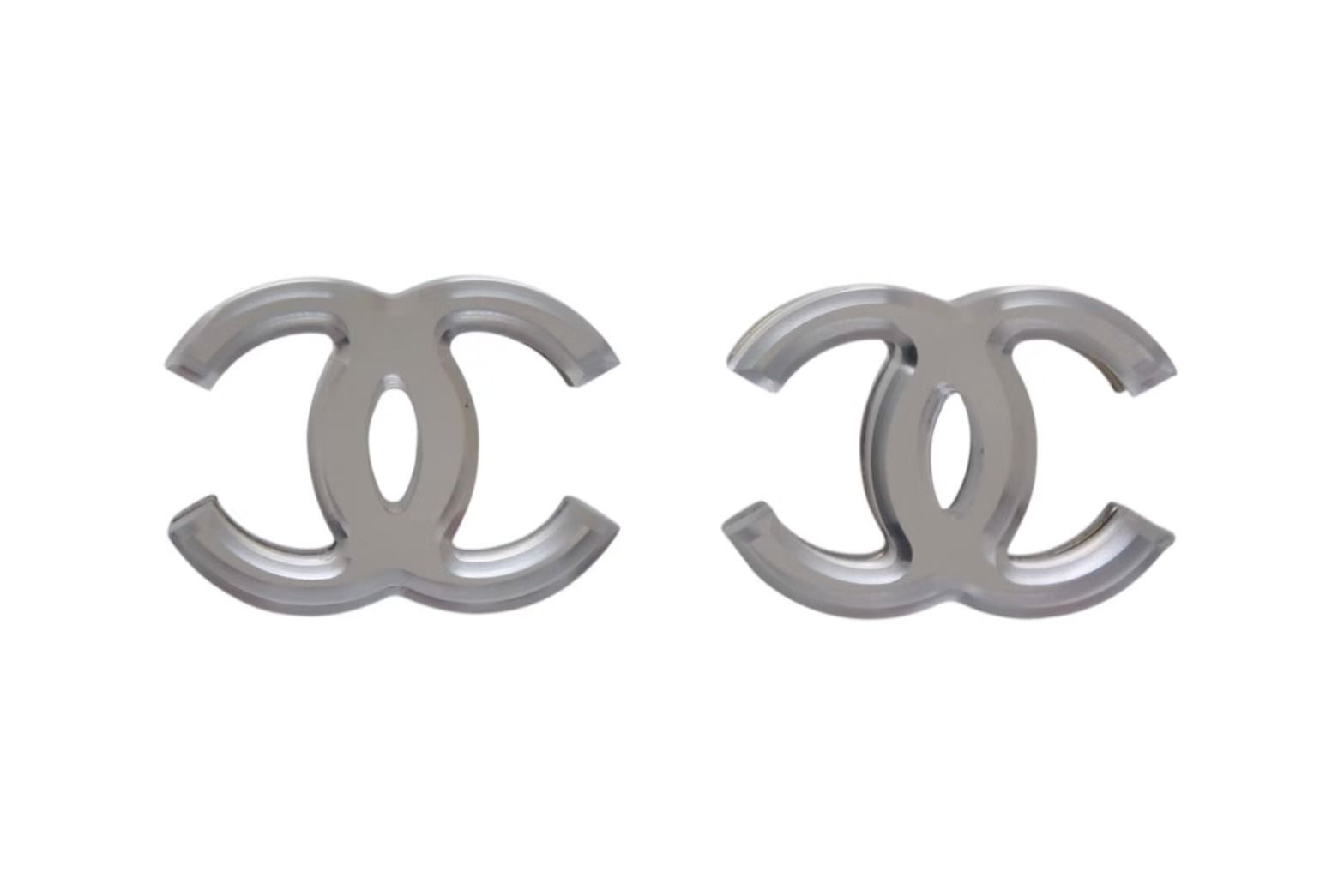CHANEL シャネル ココマーク ミラーピアス 重量約4.5g 03C シルバー クリア メタル レジン ヴィンテージ 鏡 両耳用 4b000393