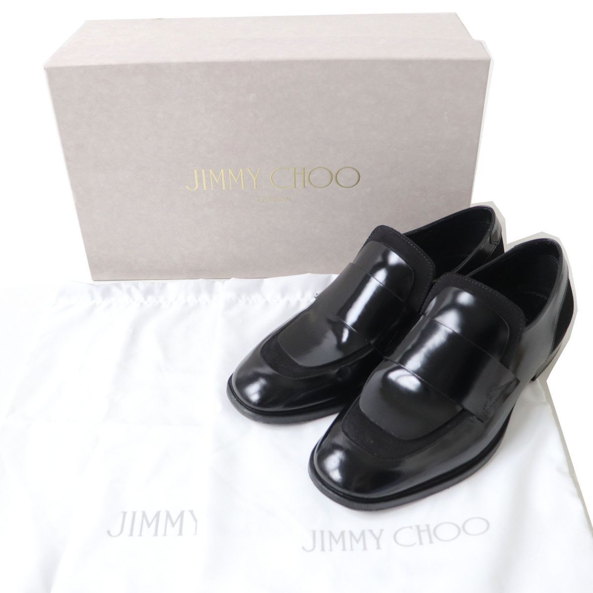 美品△JIMMY CHOO ジミーチュウ TEDI シャイニーカーフ スウェード 