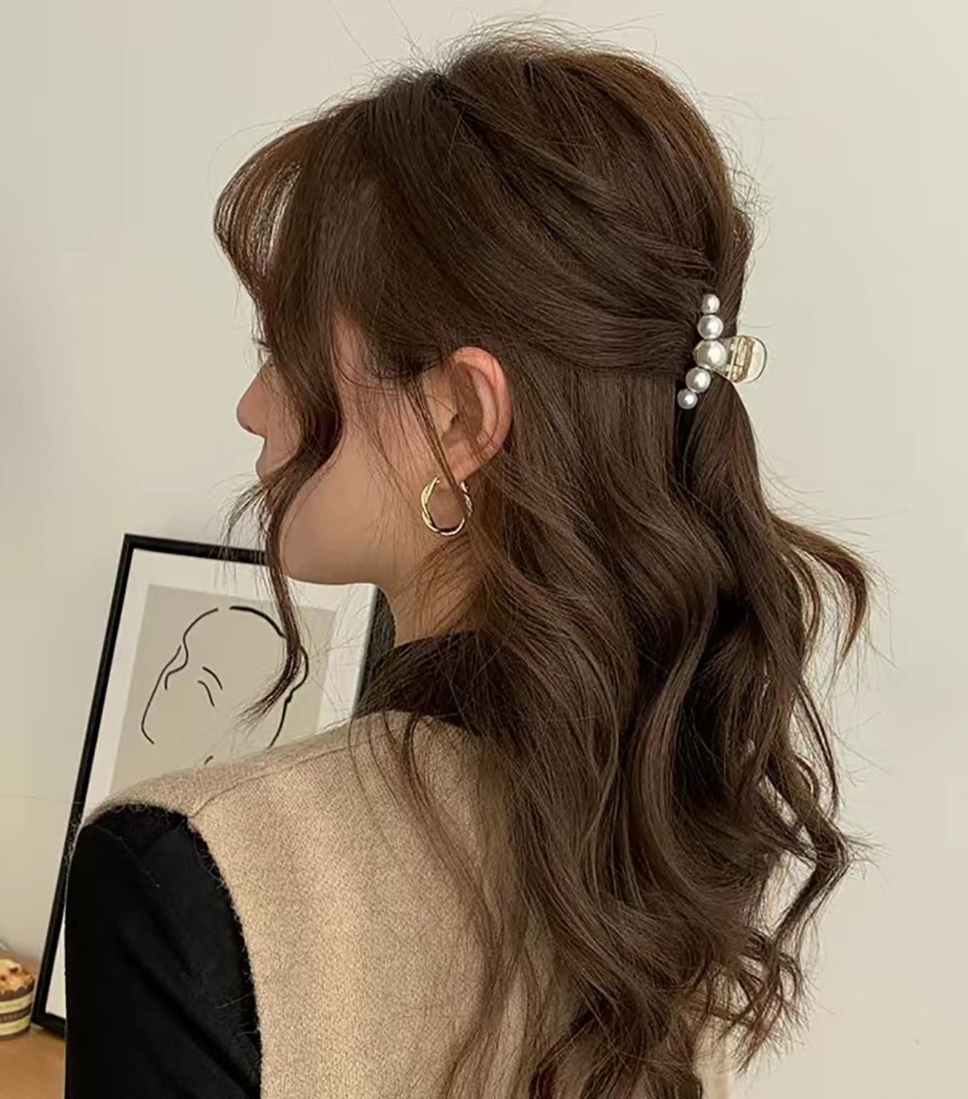 数量限定】バレッタ まとめ髪 髪飾り ヘアアクセサリー 大粒パール