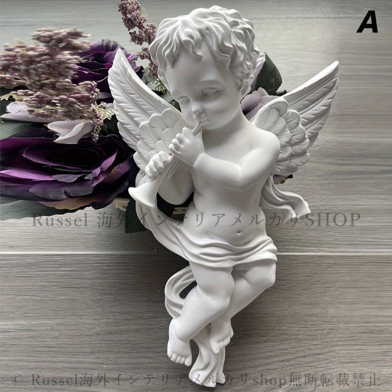 T996　天使の壁掛けレリーフ壁飾り　ディスプレイ　彫刻石膏 ウォール インテリア 天使 エンジェル 石膏調 おしゃれ かわいい
