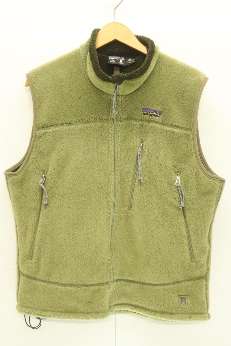 patagonia メンズベスト ジレ M USA フリース ベスト patagonia M 緑 グリーン ロゴ